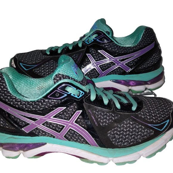 Asics T550N GT2000 Woman's Running Shoe Sz 8 Black Purple Super Clean - Picture 2 of 6